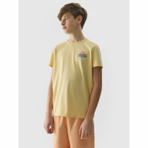 Chlapčenské tričko s krátkym rukávom - 4F JUNIOR-TSHIRT-4FJWSS24TTSHM1136-73S-LIGHT LEMON Žltá 164 1