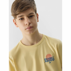 Chlapčenské tričko s krátkym rukávom - 4F JUNIOR-TSHIRT-4FJWSS24TTSHM1136-73S-LIGHT LEMON Žltá 164 3