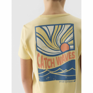 Chlapčenské tričko s krátkym rukávom - 4F JUNIOR-TSHIRT-4FJWSS24TTSHM1136-73S-LIGHT LEMON Žltá 164 5