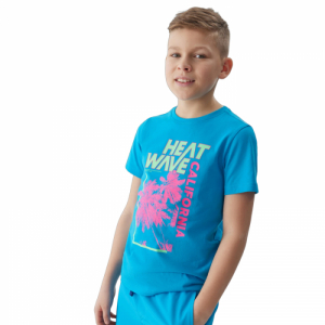 Chlapčenské tričko s krátkym rukávom - 4F JUNIOR-TSHIRT-4FJWSS24TTSHM1137-33S-BLUE Modrá 164