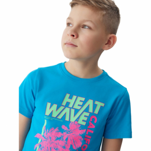 Chlapčenské tričko s krátkym rukávom - 4F JUNIOR-TSHIRT-4FJWSS24TTSHM1137-33S-BLUE Modrá 164 1