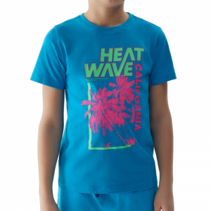 Chlapčenské tričko s krátkym rukávom - 4F JUNIOR-TSHIRT-4FJWSS24TTSHM1137-33S-BLUE Modrá 164 2