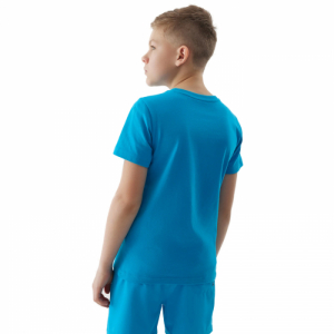 Chlapčenské tričko s krátkym rukávom - 4F JUNIOR-TSHIRT-4FJWSS24TTSHM1137-33S-BLUE Modrá 164 3