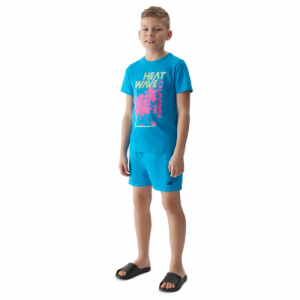 Chlapčenské tričko s krátkym rukávom - 4F JUNIOR-TSHIRT-4FJWSS24TTSHM1137-33S-BLUE Modrá 164 4