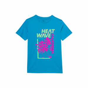 Chlapčenské tričko s krátkym rukávom - 4F JUNIOR-TSHIRT-4FJWSS24TTSHM1137-33S-BLUE Modrá 164 5