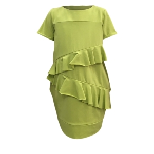 Dievčenské šaty - JANA POLAK-Frill girl limet Zelená 116/122