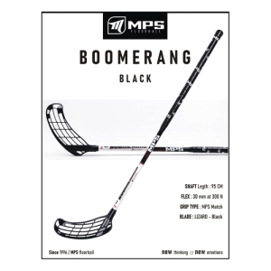 Florbalová hokejka - MPS-BOOMERANG Black/White L Čierna Ľavá 95 cm 2020 3