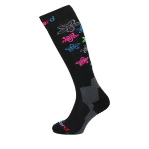 Juniorské lyžiarske podkolienky (ponožky) - BLIZZARD-Viva Flowers ski socks junior,black/flowers Čierna 27/29