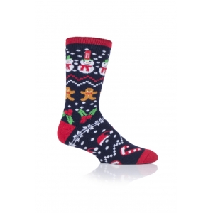 Pánske ponožky - HEAT HOLDERS-MENS 1 PR LITE CHRISTMAS SOCKS 4-8 FESTIVE FUN-FESTIVE  FAIR Modrá 39/45