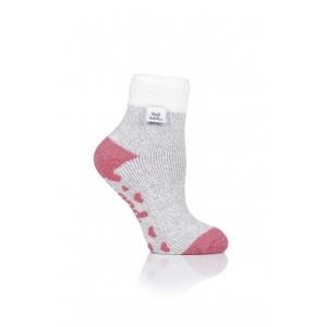 Dámske ponožky - HEAT HOLDERS-LADIES LOUNGE SOCKS - FEATHER TOP-TWIST - LIGHT GREY Šedá 37/42