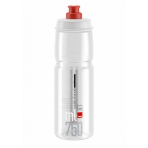 Fľaša na bicykel - ELITE-Fľaša JET transparentná červené logo 750 ml Biela