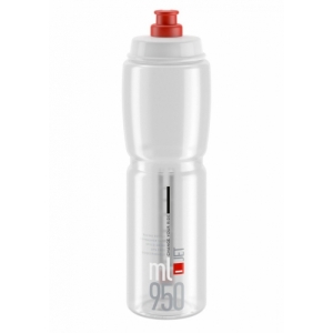 Fľaša na bicykel - ELITE-Fľaša JET transparentná červené logo 950 ml Biela