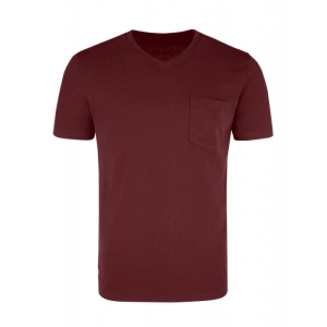Pánske tričko s krátkym rukávom V-golier - VOLCANO-T-FARGO-BURGUND MEL Červená L 2