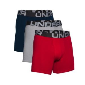 Pánske boxerky - UNDER ARMOUR-UA Charged Cotton 6in 3 Pack-RED Červená M