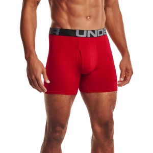 Pánske boxerky - UNDER ARMOUR-UA Charged Cotton 6in 3 Pack-RED Červená M 3