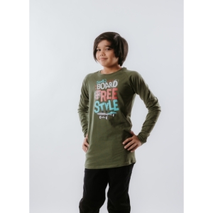 Chlapčenské tričko s dlhým rukávom - AUTHORITY KIDS-T-SKATE olive Zelená 152/158