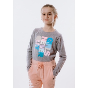 Dievčenské tričko s dlhým rukávom - AUTHORITY KIDS-T-NEVER grey Šedá 152/158