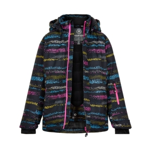 Dievčenská lyžiarska bunda - COLOR KIDS-GIRLS Ski jacket AOP, AF 10.000,phantom Čierna 128 1
