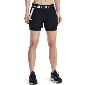 Dámske tréningové kraťasy - UNDER ARMOUR-Play Up 2-in-1 Shorts-BLK 001 Čierna M