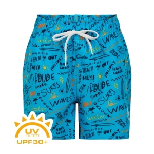 Chlapčenské plavky - COLOR KIDS-Swim shorts short AOP-cyan blue Modrá 140