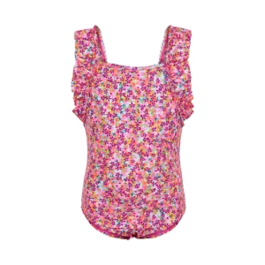 Dievčenské plavky - COLOR KIDS-Swimsuit w. frills-sugar pink Ružová 152 1