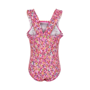 Dievčenské plavky - COLOR KIDS-Swimsuit w. frills-sugar pink Ružová 152 2