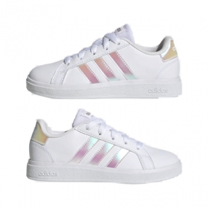 Dievčenská rekreačná obuv - ADIDAS-Grand Court 2.0 K cloud white/iridescent/cloud white Biela 40 4