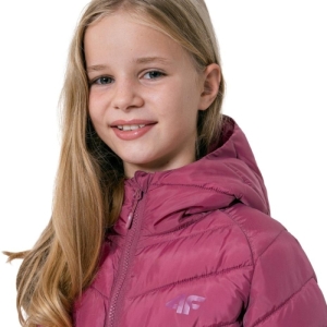 Dievčenská bunda - 4F-GIRLS JACKET JKUDP003-53S-DARK PINK Ružová 164 1
