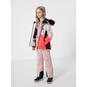 Dievčenská lyžiarska bunda - 4F-GIRLS SKI JACKET JKUDN003-56S-LIGHT PINK Ružová 164 2