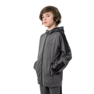 Chlapčenská tréningová mikina so zipsom - 4F-BOYS FUNCTIONAL SWEATSHIRT JBLMF001-23M-DARK GREY MELANGE Šedá 146/152