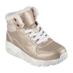 Dievčenské členkové zimné topánky - SKECHERS-Uno Lite Camo Daz gold/pink Ružová 35