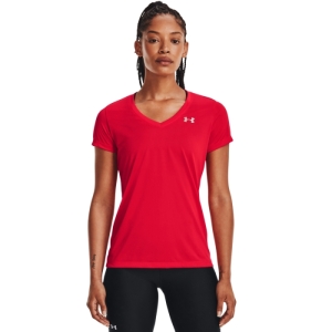 Dámske tréningové tričko s krátkym rukávom - UNDER ARMOUR-Tech SSV - Solid-RED-1255839-890 Červená M