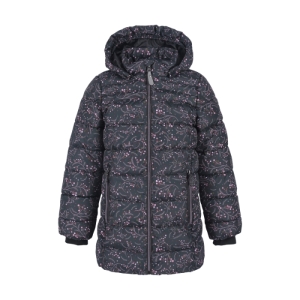 Dievčenská lyžiarska bunda - COLOR KIDS-jacket quilted, AOP, AF 8.000, phantom Čierna 128