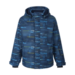 Chlapčenská lyžiarska bunda - COLOR KIDS-Ski jacket AOP, AF 10.000, dried tobacco Modrá 152