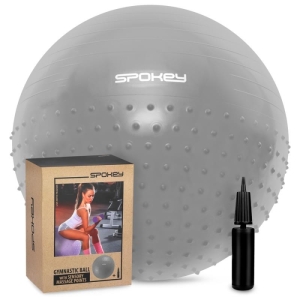Gymnastická lopta - SPOKEY-HALF FIT Gymball 2 in 1 masage, 65 cm + pump Šedá