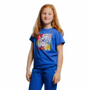 Dievčenské tričko s krátkym rukávom - AUTHORITY-T-FLWR G blue Modrá 140/146