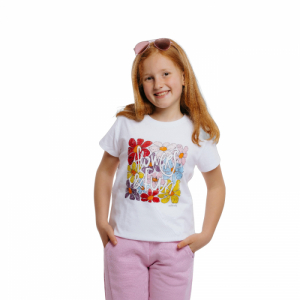 Dievčenské tričko s krátkym rukávom - AUTHORITY-T-FLWR G white Biela 140/146