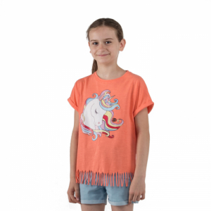 Dievčenské tričko s krátkym rukávom - AUTHORITY KIDS-T-UNICORN_coral Oranžová 92/98