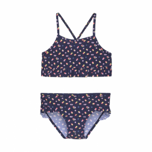 Dievčenské plavky - COLOR KIDS-Bikini W. Frills, AOP, dress blues Modrá 104