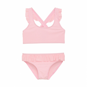 Dievčenské plavky - COLOR KIDS-Bikini W. Skirt, Seersucker, salmon rose Ružová 104