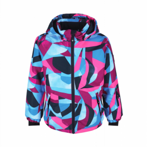 Dievčenská lyžiarska bunda - COLOR KIDS-Ski jacket AOP, AF 10.000, pink glo Ružová L