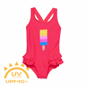 Dievčenské plavky - COLOR KIDS-Swimsuit W. Application, diva pink Ružová 140