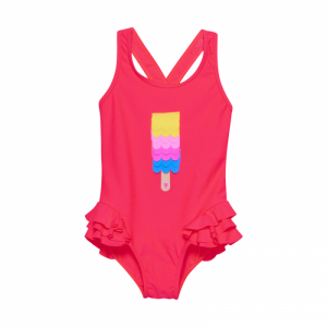 Dievčenské plavky - COLOR KIDS-Swimsuit W. Application, diva pink Ružová 140 1