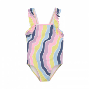 Dievčenské plavky - COLOR KIDS-Swimsuit W. Frills, AOP, lavender mist Mix 104