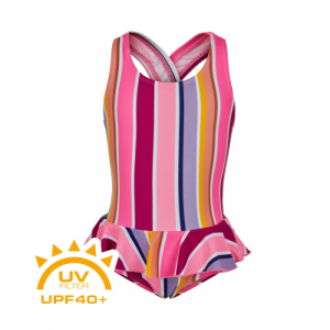 Dievčenské plavky - COLOR KIDS-Swimsuit w. skirt-cotton candy Ružová 140