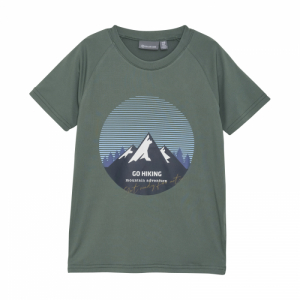 Chlapčenské tričko s krátkym rukávom - COLOR KIDS-T-shirt W. Print - S/S, dark forest Zelená 110