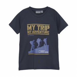 Chlapčenské tričko s krátkym rukávom - COLOR KIDS-T-shirt W. Print - S/S, total eclipse Modrá 110