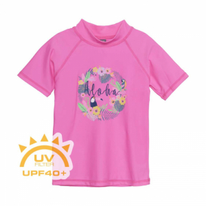 Dievčenské tričko na kúpanie - COLOR KIDS-T-shirt W. Print, sugar pink Ružová 152