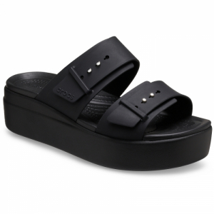 Dámske sandále na platforme (módna obuv) - CROCS-Brooklyn Buckle Low Wedge black Čierna 42/43