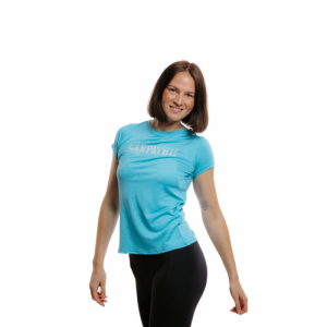 Dámske turistické tričko s krátkym rukávom - EVERETT-T-Mountin W turquise Modrá XXL